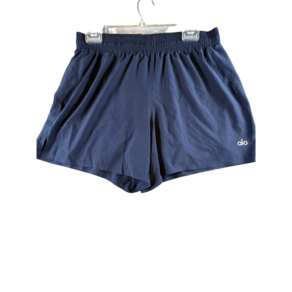 Alo Yoga Navy Blue Smocked Waist Activewear Shorts Medium RN87370